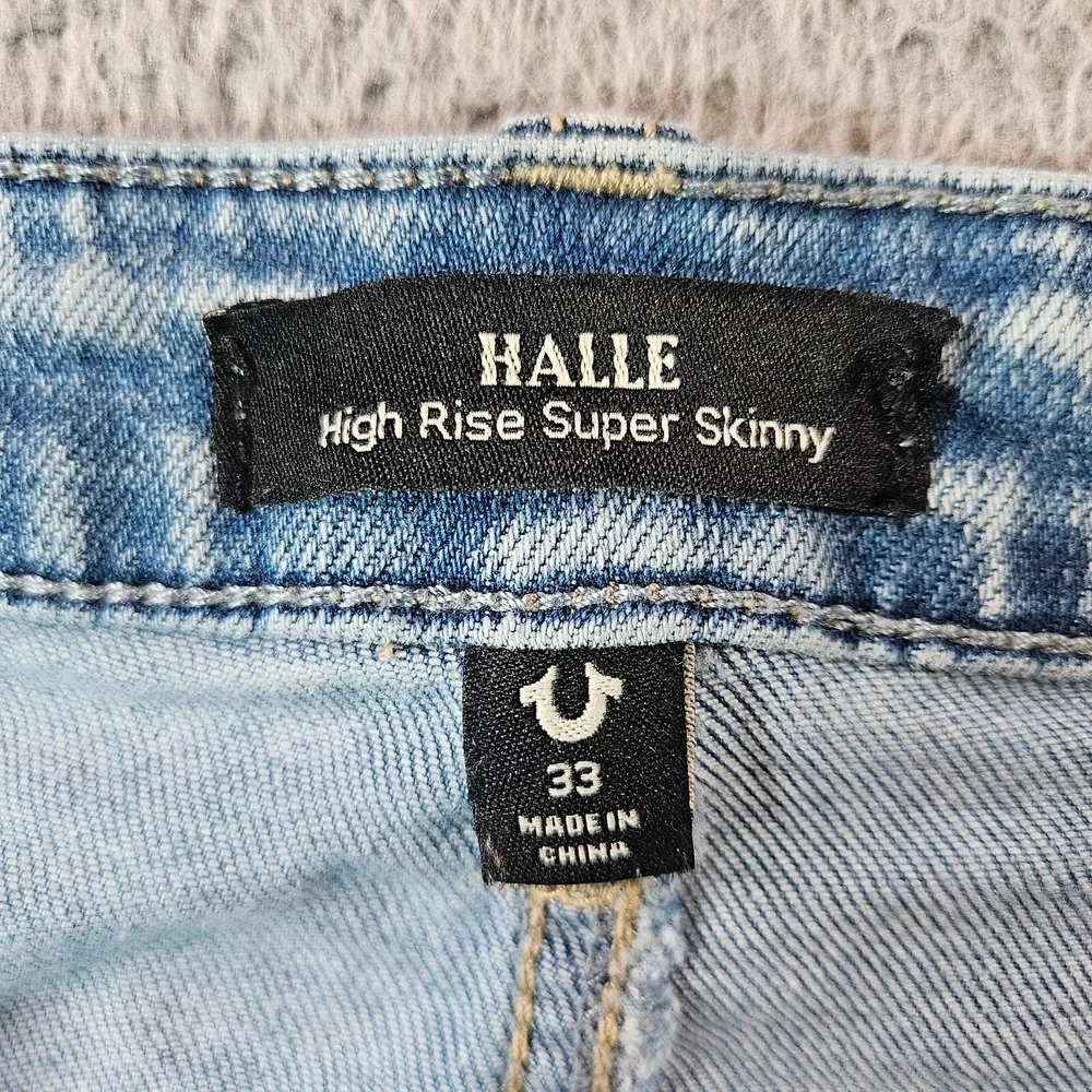 True Religion‎ Jeans Men 33 x 29 Halle High Rise Super Skinny Raw Hem Distressed